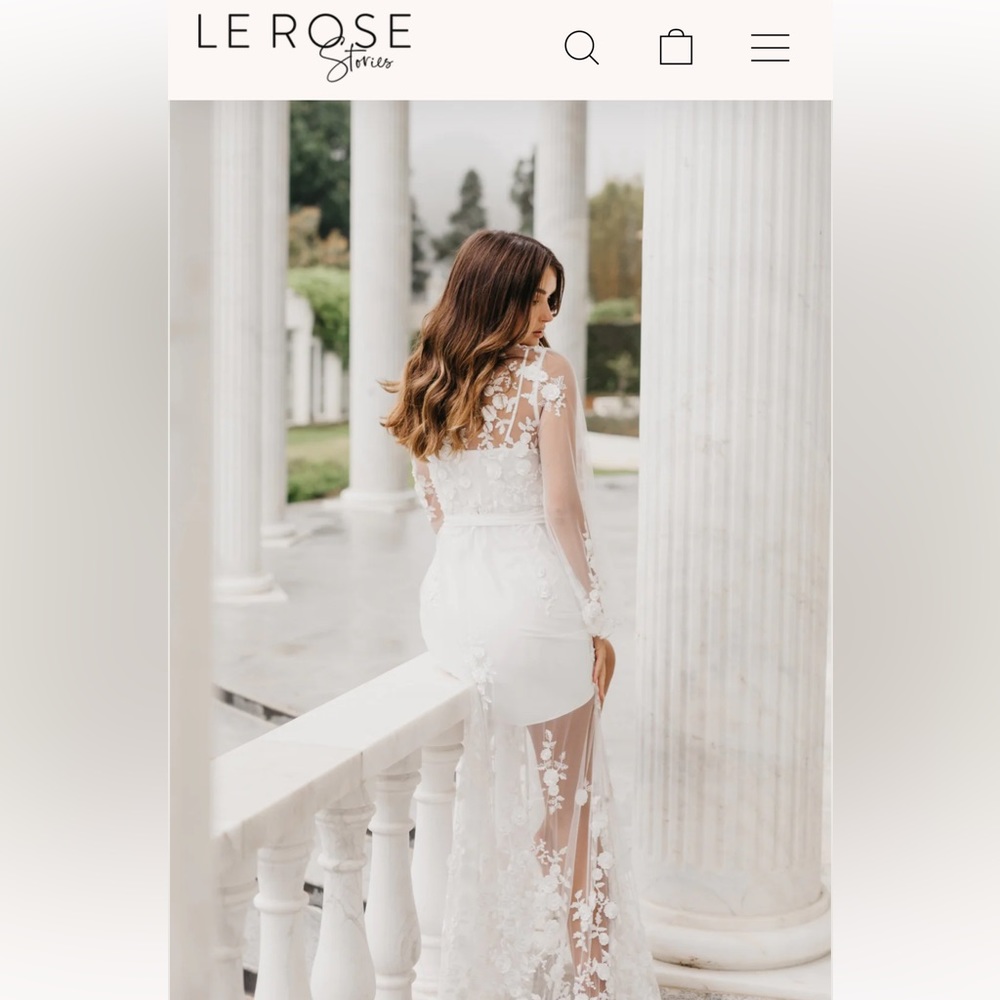 LeRose Stories Steffanie beaded floral lace maxi robe